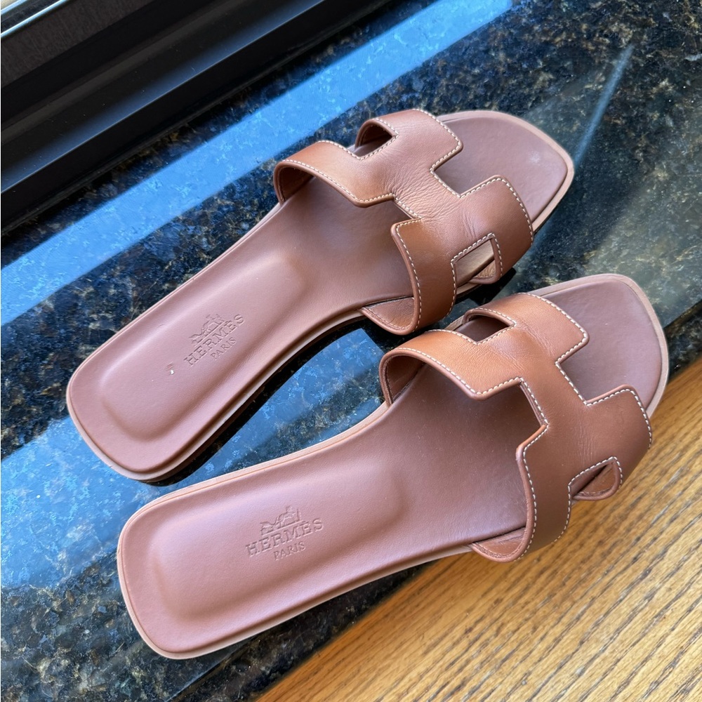 Authentic Hermes oran sandals w/original box